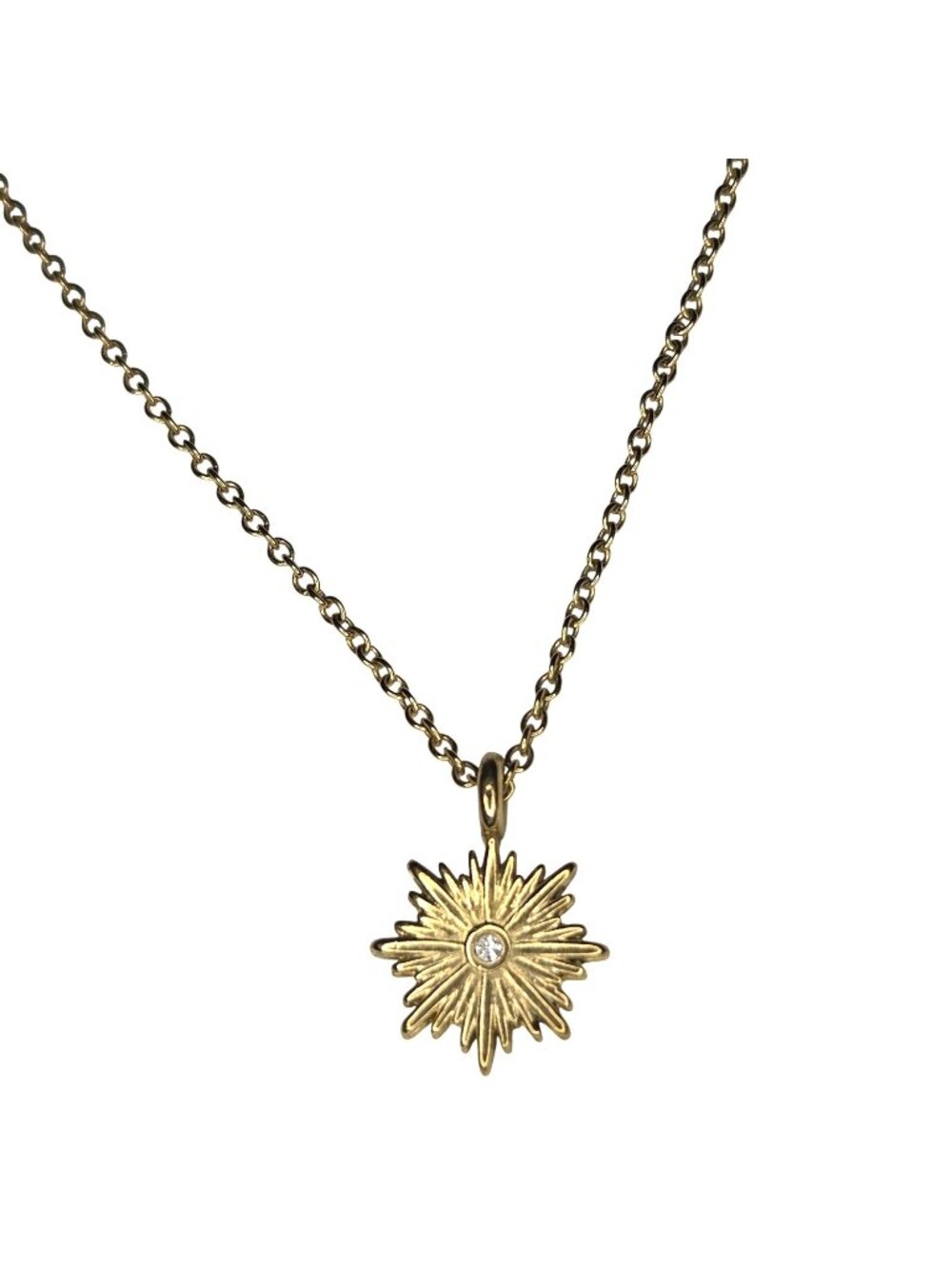 Banana Republic Starburst Pendant Rhinestone Center 18" Chain Necklace